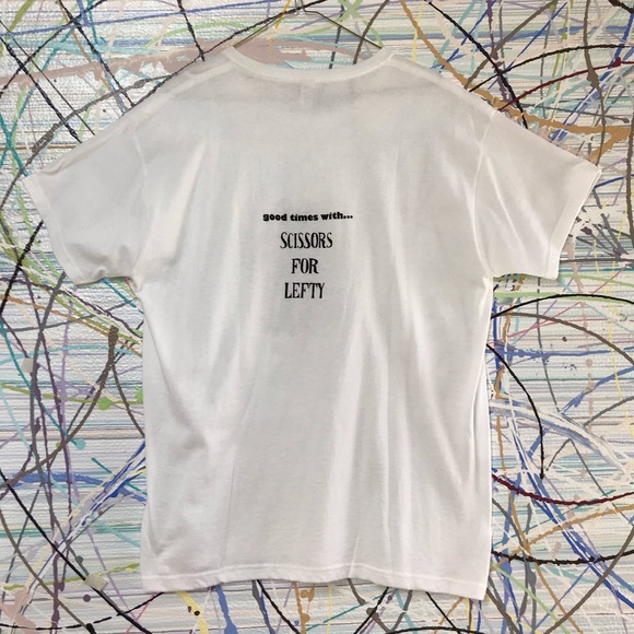 Scissors For Lefty white cotton graphic band tee - Picture 7 of 8